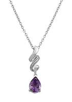 Amethyst & Diamond Swirl Pendant in Sterling Silver