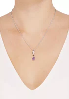 Amethyst & Diamond Swirl Pendant in Sterling Silver