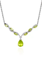 Peridot Teardrop Pendant Necklace in Sterling Silver Necklace