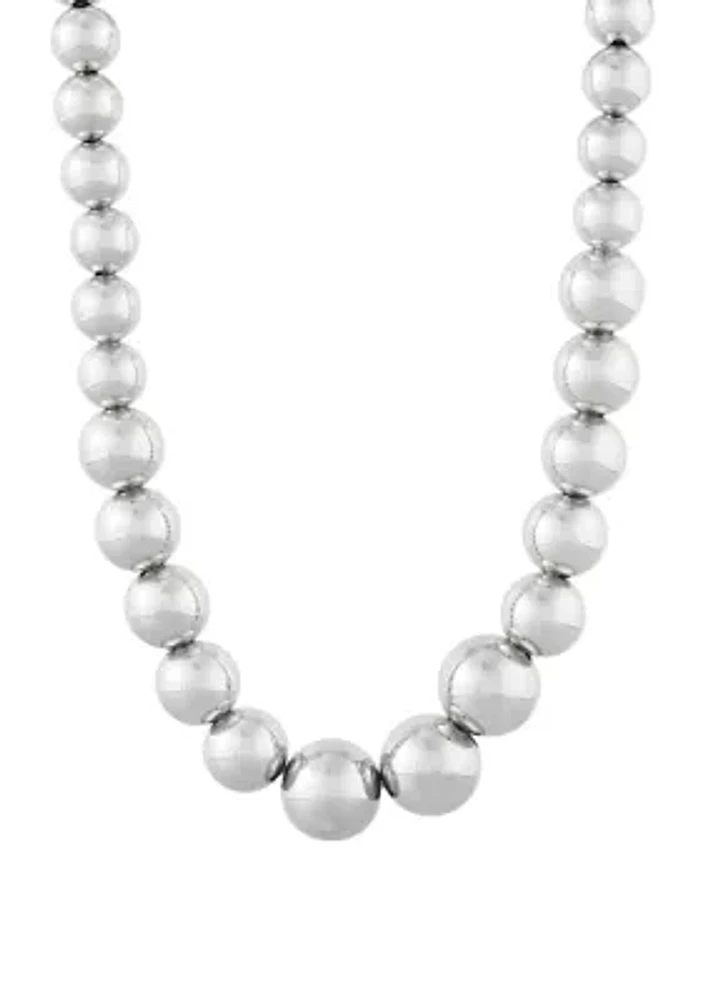 Sterling Silver Graduated Bead Necklace