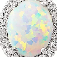 Created Opal & Created White Sapphire Pendant in Sterling Silver