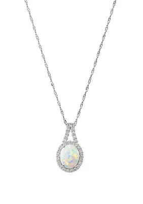 Created Opal & Created White Sapphire Pendant in Sterling Silver