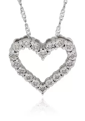 .05 ct. t.w. Diamond Heart Pendant in Sterling Silver