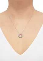 Blue & White Topaz Open Circle Pendant in Sterling Silver