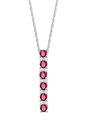 Created Ruby and Created White Sapphire Necklace in Sterling Silver with 18" Cable Chain