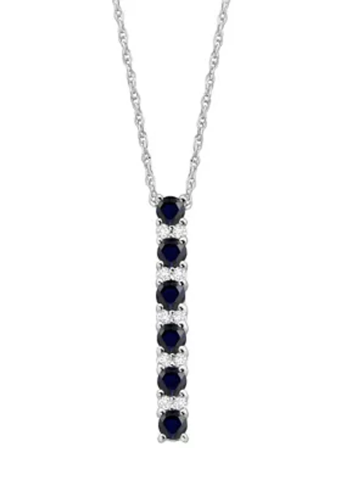 Created Sapphire Created White Sapphire Necklace in Sterling Silver with 18" Cable Chain