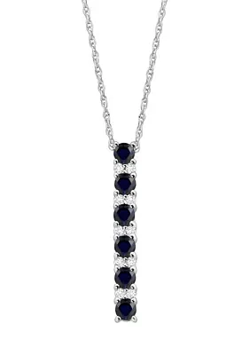 Created Sapphire and Created White Sapphire Necklace in Sterling Silver with 18" Cable Chain