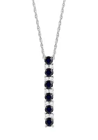 Created Sapphire Created White Sapphire Necklace in Sterling Silver with 18" Cable Chain