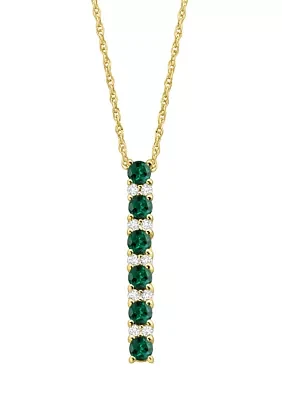 Created Emerald and Created White Sapphire Necklace in Sterling Silver with 18" Cable Chain