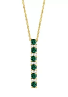 Created Emerald and Created White Sapphire Necklace in Sterling Silver with 18" Cable Chain