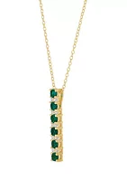 Created Emerald and Created White Sapphire Necklace in Sterling Silver with 18" Cable Chain