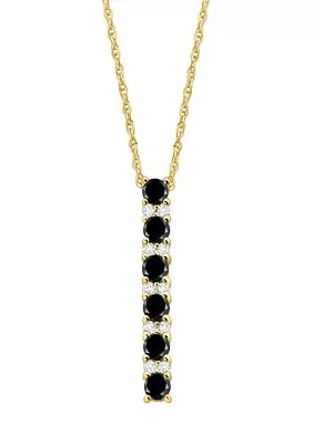 Onyx and Created White Sapphire Necklace in Sterling Silver with 18" Cable Chain