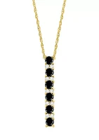 Onyx and Created White Sapphire Necklace in Sterling Silver with 18" Cable Chain