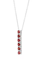 Garnet and Created White Sapphire Necklace in Sterling Silver with 18" Cable Chain