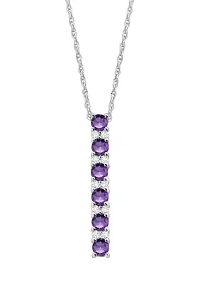 Amethyst and Created White Sapphire Necklace in Sterling Silver with 18" Cable Chain