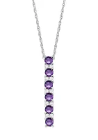 Amethyst and Created White Sapphire Necklace in Sterling Silver with 18" Cable Chain