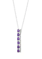 Amethyst and Created White Sapphire Necklace in Sterling Silver with 18" Cable Chain