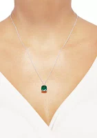 3 ct. t.w. Emerald and 1/10 ct. t.w. Diamond Chain Pendant Necklace in Sterling Silver