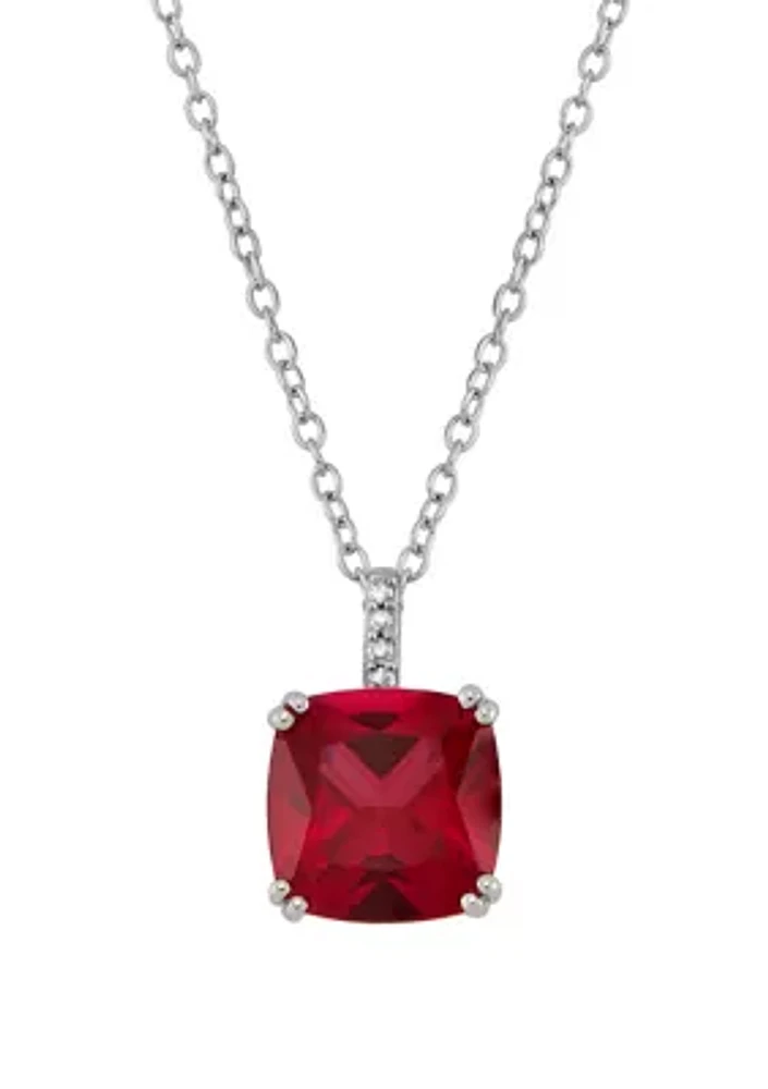 4 ct. t.w. Ruby and 1/10 ct. t.w. Diamond Chain Pendant Necklace in Sterling Silver