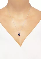 4.35 ct. t.w. Sapphire and 1/10 ct. t.w. Diamond Chain Pendant Necklace in Sterling Silver