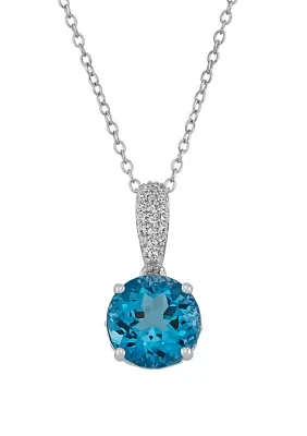 4.37 ct. t.w. Swiss Blue Topaz and White Topaz Chain Pendant Necklace in Sterling Silver