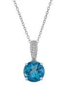 4.37 ct. t.w. Swiss Blue Topaz and White Topaz Chain Pendant Necklace in Sterling Silver