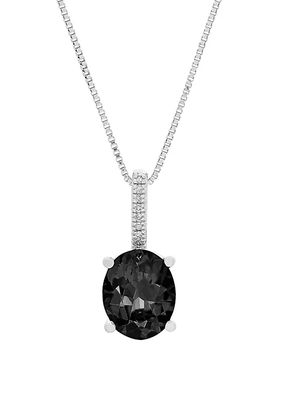2.2 ct. t.w. Onyx and 1/10 ct. t.w. Diamond Oval Pendant Necklace in Sterling Silver