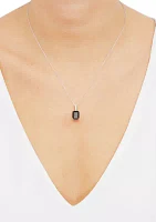 Octagon Onyx and Diamond Accent Pendant with 18" Cable Chain in Sterling Silver