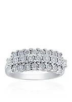 1/6 ct. t.w. Diamond 3 Row Ring in Sterling Silver