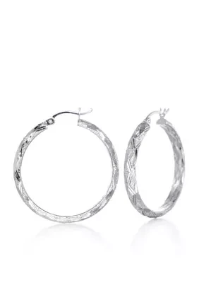 Criss Cross Hoop Earrings in Sterling Silver