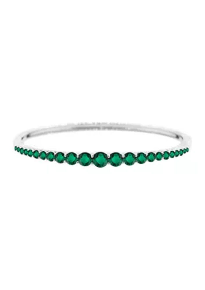 3.83 ct. t.w. Lab Created Emerald Bangle in Sterling Silver