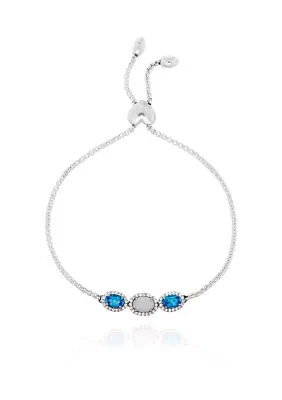 Created Opal, Blue Topaz, and White Topaz Bracelet in Sterling Silver