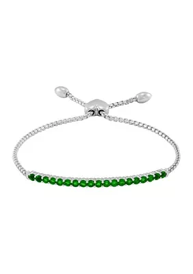 1.14 ct. t.w. Created Emerald Bolo Bracelet in Sterling Silver 