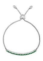 1.14 ct. t.w. Created Emerald Bolo Bracelet in Sterling Silver 