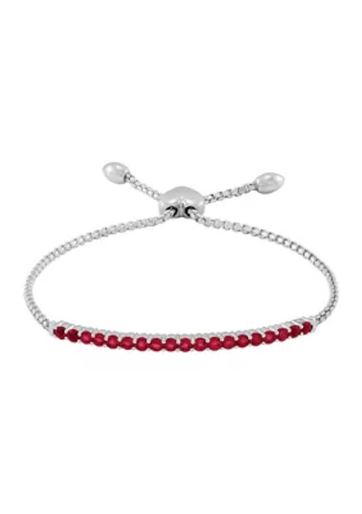 1.63 ct. t.w. Created Ruby Bolo Bracelet in Sterling Silver