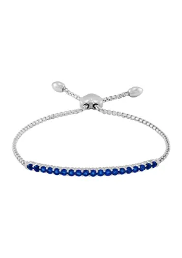 1.71 ct. t.w. Created Sapphire Bolo Bracelet in Sterling Silver