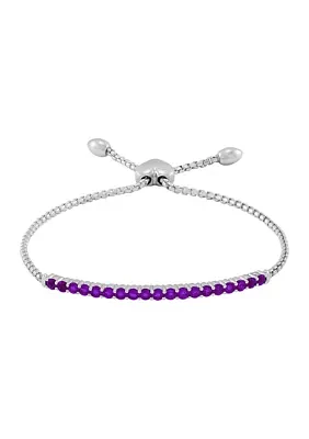 1.14 ct. t.w. Created Amethyst Bolo Bracelet in Sterling Silver