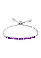 1.14 ct. t.w. Created Amethyst Bolo Bracelet in Sterling Silver