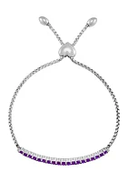 1.14 ct. t.w. Created Amethyst Bolo Bracelet in Sterling Silver