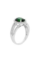 1.76 ct. t.w. Created Emerald And Created White Sapphire Oval Ring in Sterling Silver 