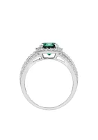 1.76 ct. t.w. Created Emerald And Created White Sapphire Oval Ring in Sterling Silver 