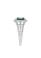 1.76 ct. t.w. Created Emerald And Created White Sapphire Oval Ring in Sterling Silver 