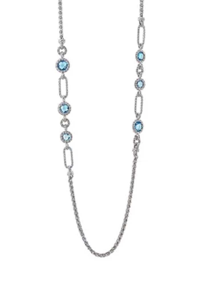 Swiss Blue Topaz Necklace in Sterling Silver