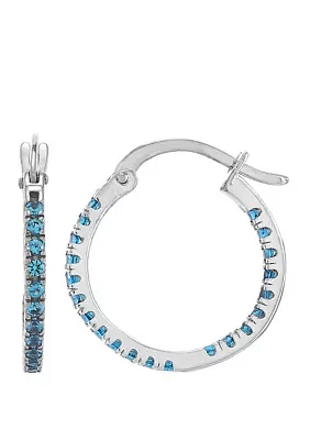 Blue Topaz Hoop Earrings in Sterling Silver 