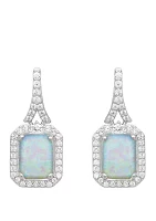 Created Opal and Created White Sapphire Earrings 