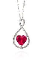 Created Ruby & Diamond Pendant in Sterling Silver