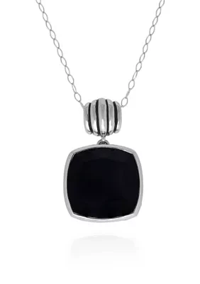 Onyx Pendant Necklace in Sterling Silver