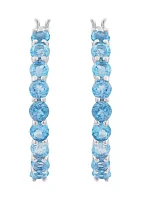 Blue Topaz Hoop Earrings in Sterling Silver