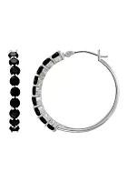 Onyx Hoop Earring in Sterling Silver