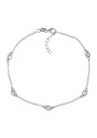 Mariner Station Cable Chain Anklet in Sterling Silver